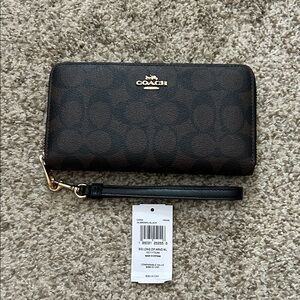 Coach Black and Brown Signature Wristlet